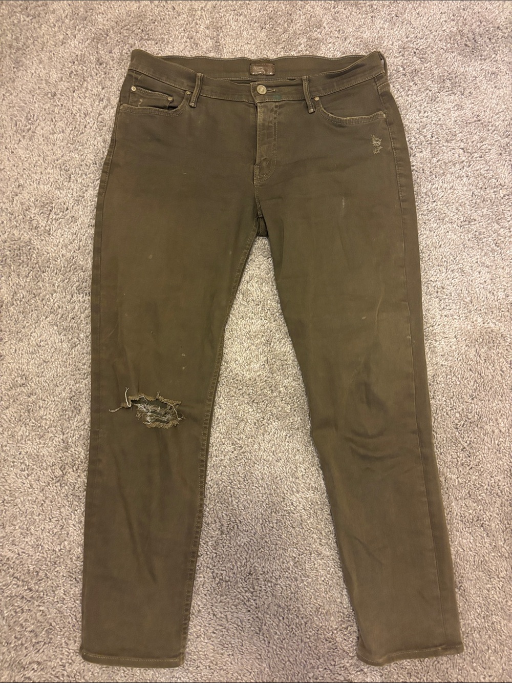 MOTHER Drop Out Olive Jeans